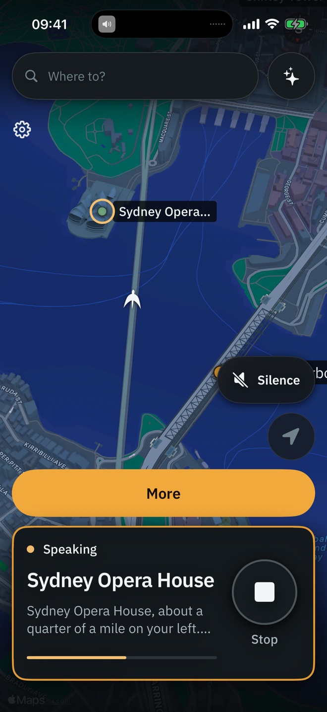 The current Guideling map in Sydney. Sydney Opera House is ringed in amber and named on the Speaking card.